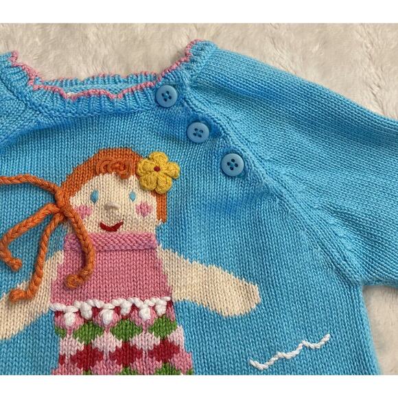 Zubels Baby Knit Mermaid Ocean Sea Sweater Size 6 Colorful Months Artsy - Picture 4 of 7